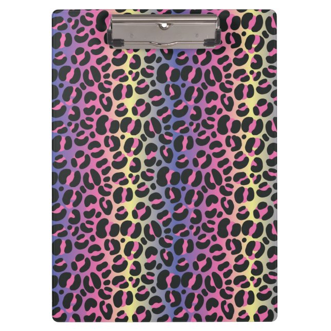 Regenbogen-Leopard Klemmbrett (Vorderseite)