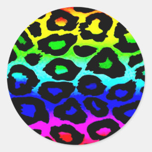 regenbogen_leopard_print-modifiziert runder aufkleber
