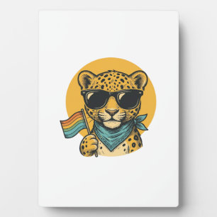 Regenbogen-Leopard-Stolzflagge Vintage-Vektordesig Fotoplatte