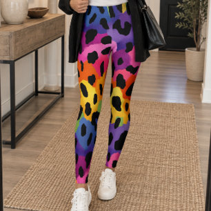 Regenbogen-Leoparden-Druck Leggings