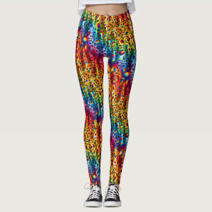 Regenbogen-Leoparden-Druck Leggings Knallbunte F