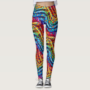 Regenbogen-Leoparden-Druck-Leggings Knallbunte F Leggings