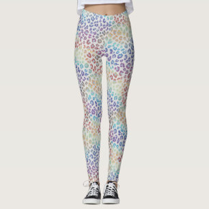 Regenbogen-Leoparden-Druck-Leggings Kräftig Bunt Leggings