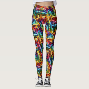 Regenbogen-Leoparden-Druck Leggings Psychedelisc