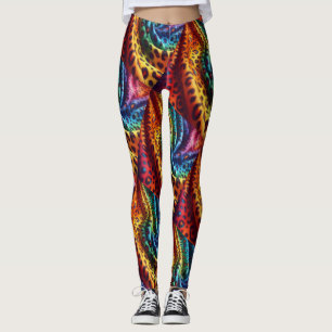 Regenbogen-Leoparden-Druck Leggings Psychedelisc