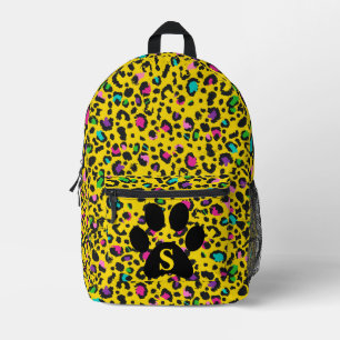 Regenbogen-Leoparden-Druck Schwarze Pfote Gelb Coo Bedruckter Rucksack