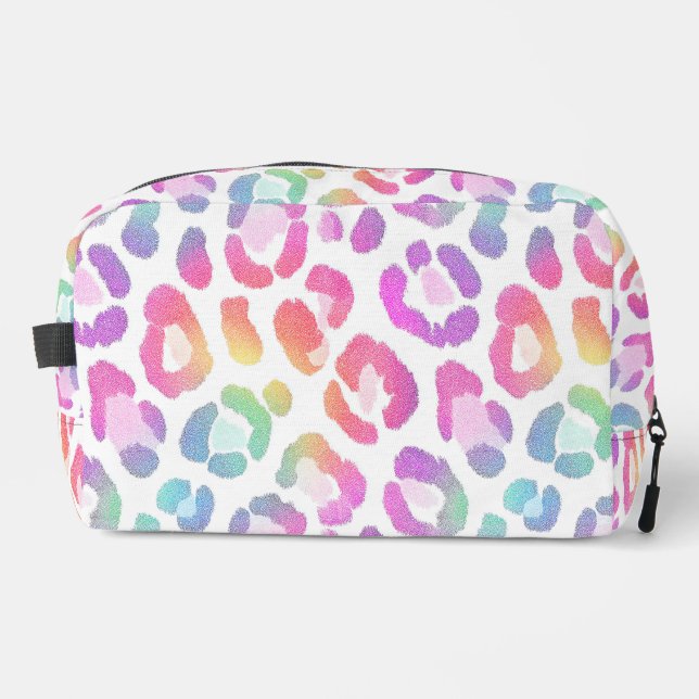 Regenbogen-Leoparden-Kosmetik Waschbeutel (Vorderseite)