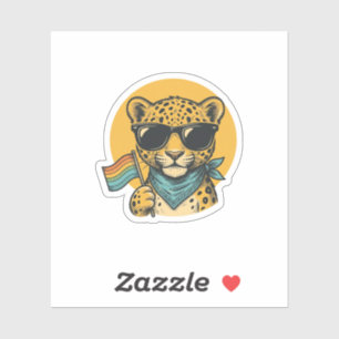 Regenbogen-Leoparden-Stolzflagge Vintage-Vektordes Aufkleber