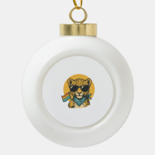 Regenbogen-Leoparden-Stolzflagge Vintage-Vektordes Keramik Kugel-Ornament
