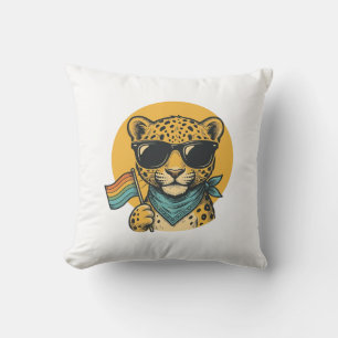 Regenbogen-Leoparden-Stolzflagge Vintage-Vektordes Kissen