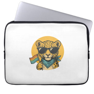 Regenbogen-Leoparden-Stolzflagge Vintage-Vektordes Laptopschutzhülle