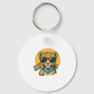Regenbogen-Leoparden-Stolzflagge Vintage-Vektordes Schlüsselanhänger