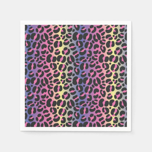 Regenbogen-Leoparden-Tierdruck-Muster Serviette (Vorderseite)