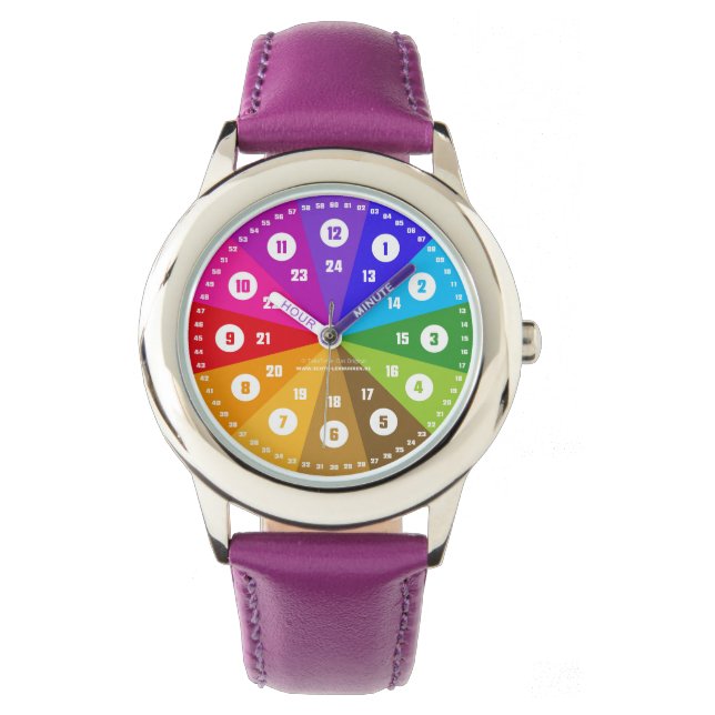 Regenbogen Lernuhr Armbanduhr 12 Stunden Anzeige (Vorderseite)