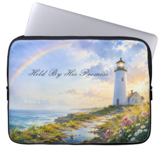 Regenbogen-Leuchtturm Küsten-Wasserfarbe Laptopschutzhülle
