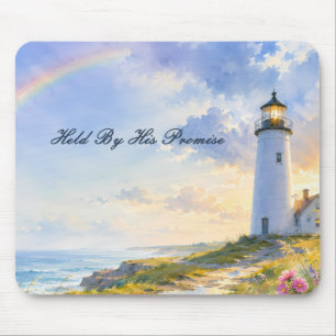 Regenbogen-Leuchtturm Küsten-Wasserfarbe Mousepad