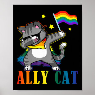 Regenbogen Lgbt Lesben Stolz Lustige Katze Dabbing Poster
