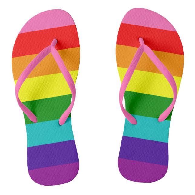 Regenbogen LGBT Schwulenflagge Erwachsene Flip Flo Flops (Fußbett)