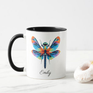 Regenbogen Libelle Personalisierter Name Tasse