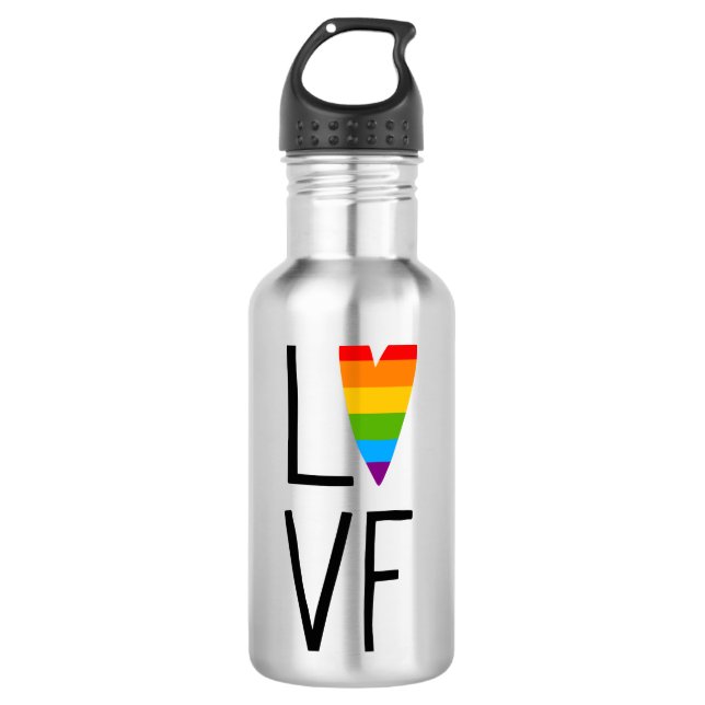 Regenbogen-Liebe Edelstahlflasche (Vorderseite)