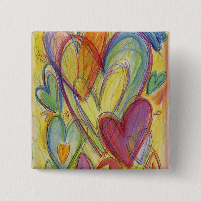 Regenbogen-Liebe Herz Lapel-Stift oder -Tasten Button (Vorderseite)
