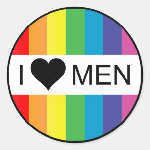 Regenbogen-Liebe. Ich bin Herzmensch. Runder Aufkleber