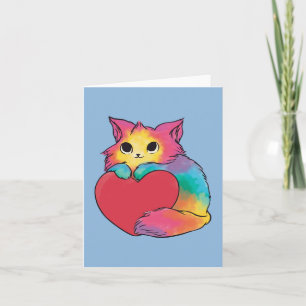 Regenbogen-Liebes-Kätzchen Blanko-Innenseite Karte