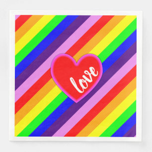 Regenbogen-Liebesherz Diagonale Streifen Pride Far Serviette