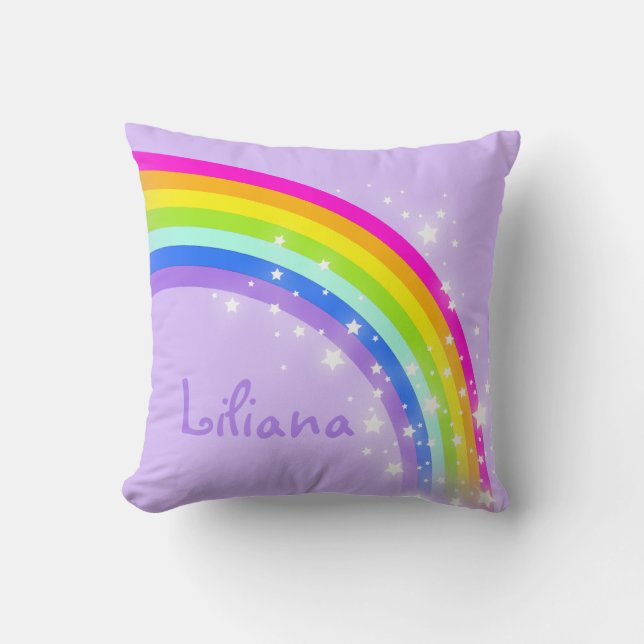 Regenbogen lila - Mädchen "Ihr Namens" Kissen (Vorderseite)