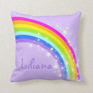 Regenbogen lila - Mädchen "Ihr Namens" Kissen