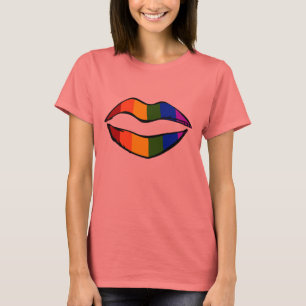 Regenbogen-Lippen T-Shirt