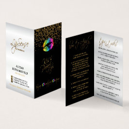 Regenbogen-Lippen-u. Goldconfetti-Anweisungen Visitenkarten