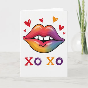 Regenbogen-Lippen Xo Xo Liebeskarte Karte
