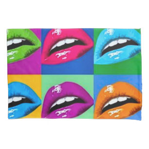 Regenbogen-Lippenkunst Nouveau Pop-Art Kissenbezug