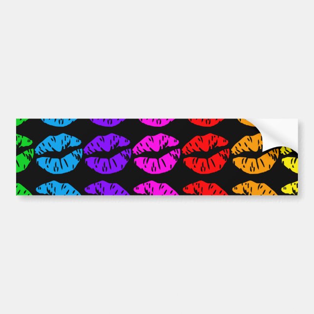 Regenbogen-Lippenmuster Autoaufkleber (Vorne)