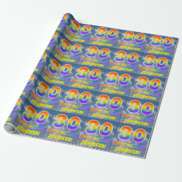 Regenbogen-Look "30" & "GLÜCKLICHER GEBURTSTAG", W Geschenkpapier