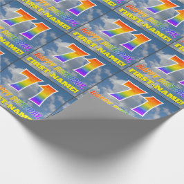 Regenbogen-Look "71" & "HAPPY BIRTHDAY", Wolken, H Geschenkpapier