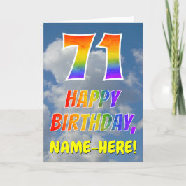 Regenbogen-Look "71" & "HAPPY BIRTHDAY", Wolken, H Karte