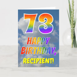Regenbogen-Look "73" & "HAPPY BIRTHDAY", Wolken, H Karte