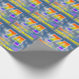 Regenbogen-Look "74" & "HAPPY BIRTHDAY", Wolken, H Geschenkpapier
