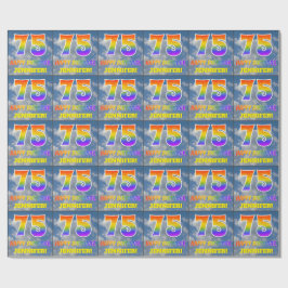 Regenbogen-Look "75" & "HAPPY BIRTHDAY", Wolken, H Geschenkpapier