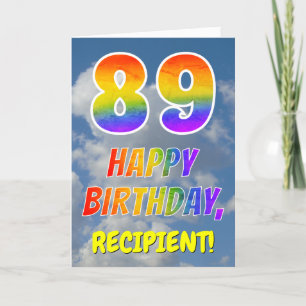 Regenbogen-Look "89" & "HAPPY BIRTHDAY", Wolken, H Karte