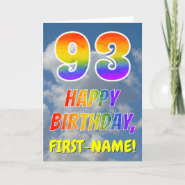 Regenbogen-Look "93" & "HAPPY BIRTHDAY", Wolken, H Karte