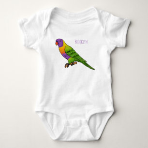 Regenbogen-Lorikeet-Vogel-Cartoon-Illustration Baby Strampler