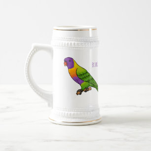 Regenbogen-Lorikeet-Vogel-Cartoon-Illustration Bierglas