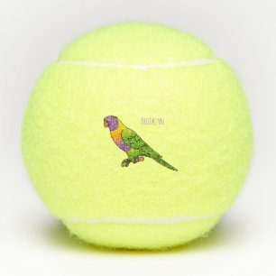 Regenbogen-Lorikeet-Vogel-Cartoon-Illustration Tennisbälle