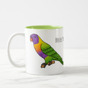 Regenbogen-Lorikeet-Vogel-Cartoon-Illustration Zweifarbige Tasse