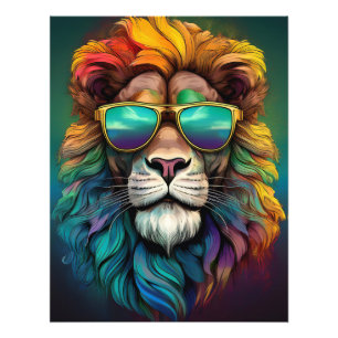🦁 Regenbogen-Löwe Poster – Wild trifft auf Funky