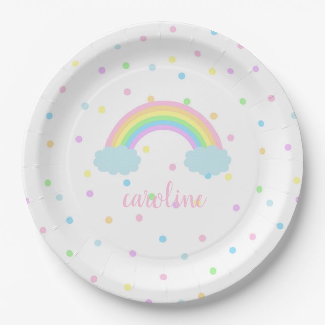 Regenbogen-Mädchen-Geburtstags-Party-Papierplatte Pappteller (Vorderseite)