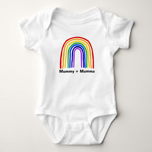 Regenbogen-Mama + Mumma Babybodysuit Baby Strampler (Vorderseite)